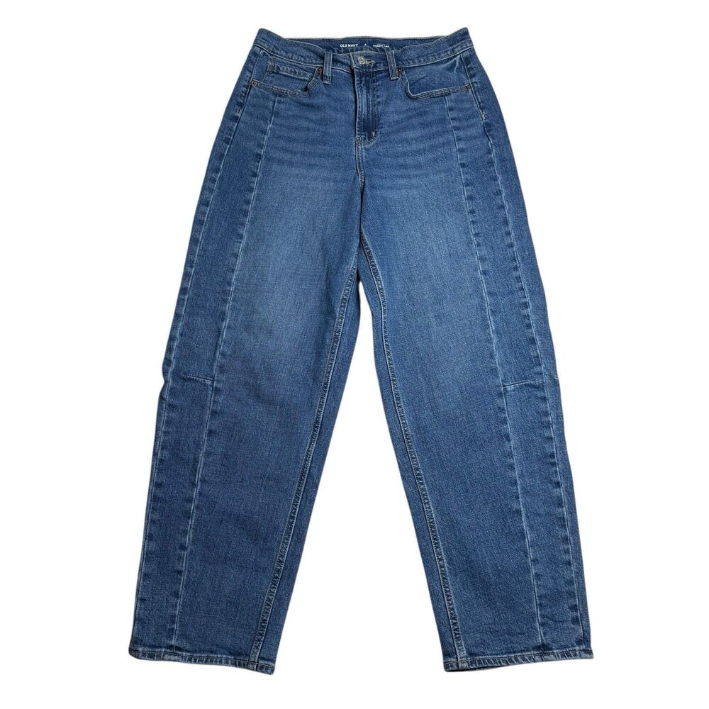 Old Navy Womens High Rise Barrel Leg Jeans Size 6 Tall Blue Streetwear